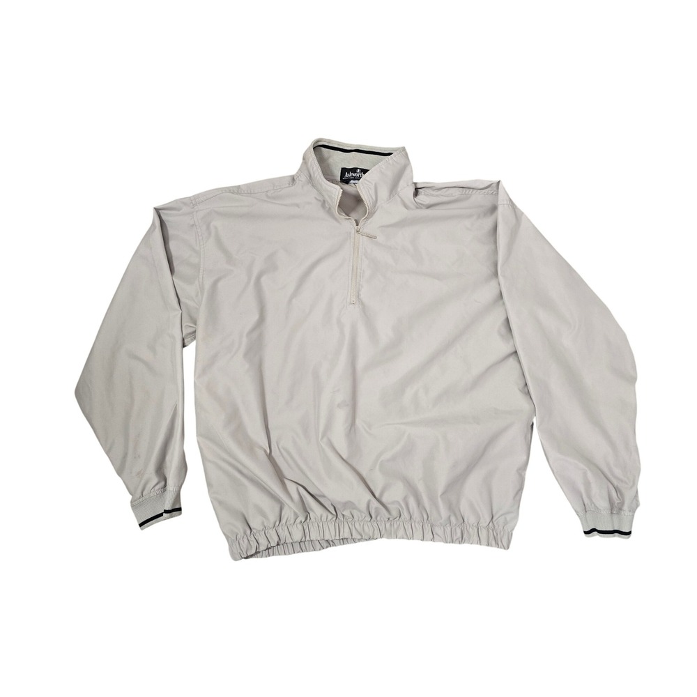 Ashworth Weather Systems Mens L Golf Windshirt Quarter Zip Pullover Khaki Tan